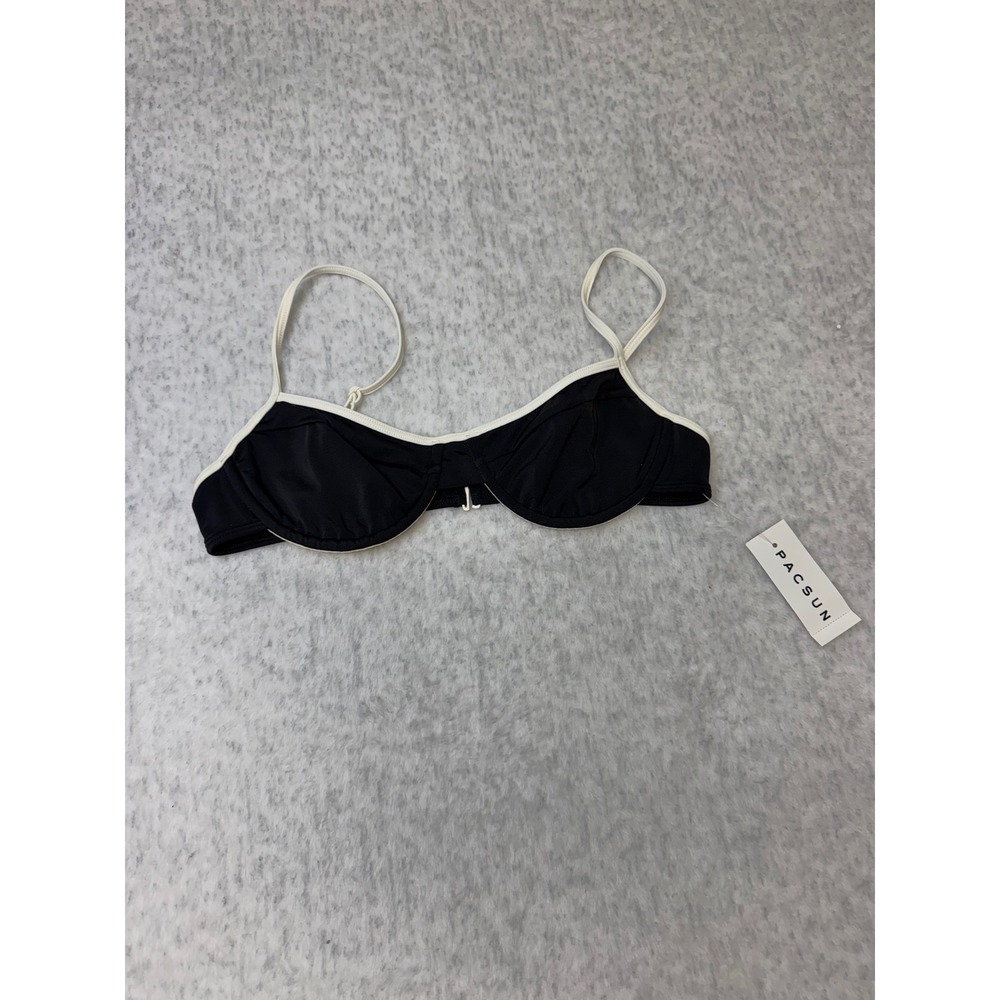 PacSun Swim Eco Women XS Black White‎ Underwire Bikini Top 0660 NWT